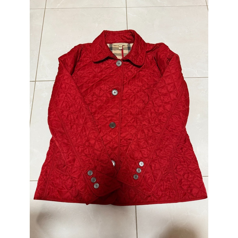 Burberry Brit Copford Red Diamond Quilted Jacket Womens XL Regular Fit